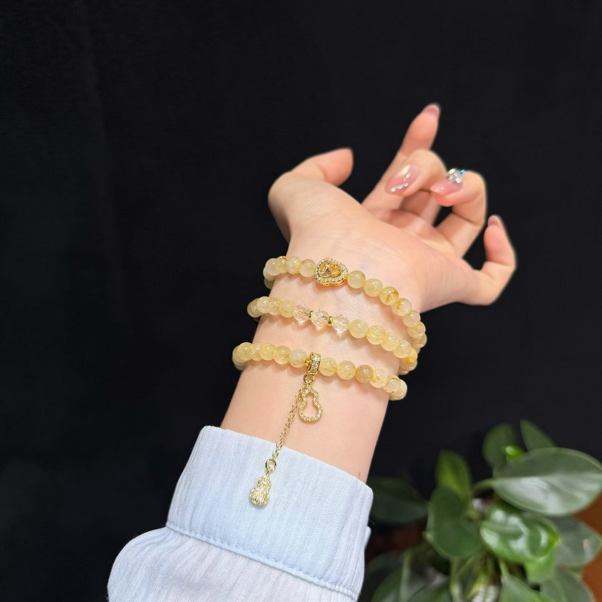 Golden Rutilated Quartz & Tiger's Eye Multi-Wrap Bracelet / Necklace (6.5mm)