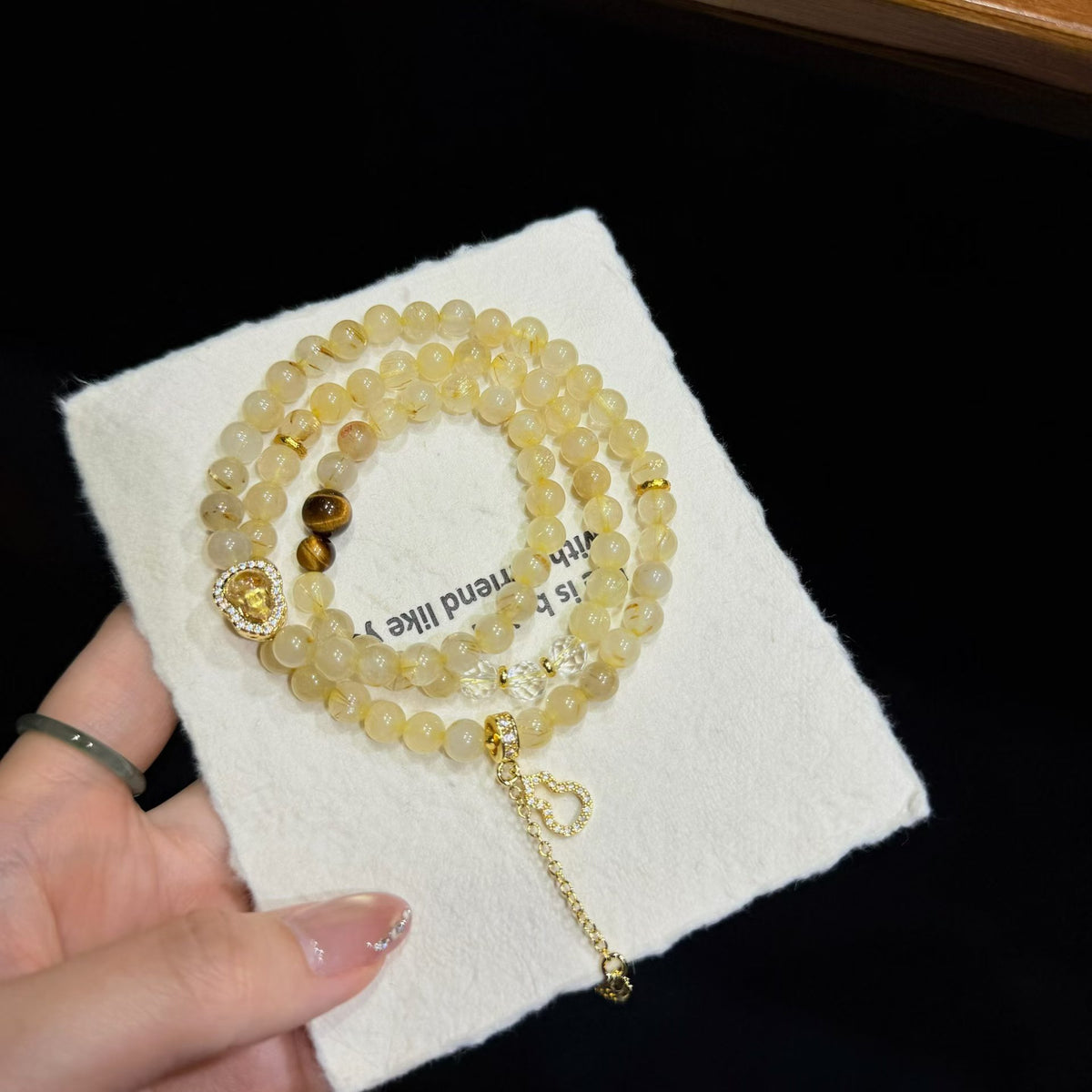 Golden Rutilated Quartz & Tiger's Eye Multi-Wrap Bracelet / Necklace (6.5mm)