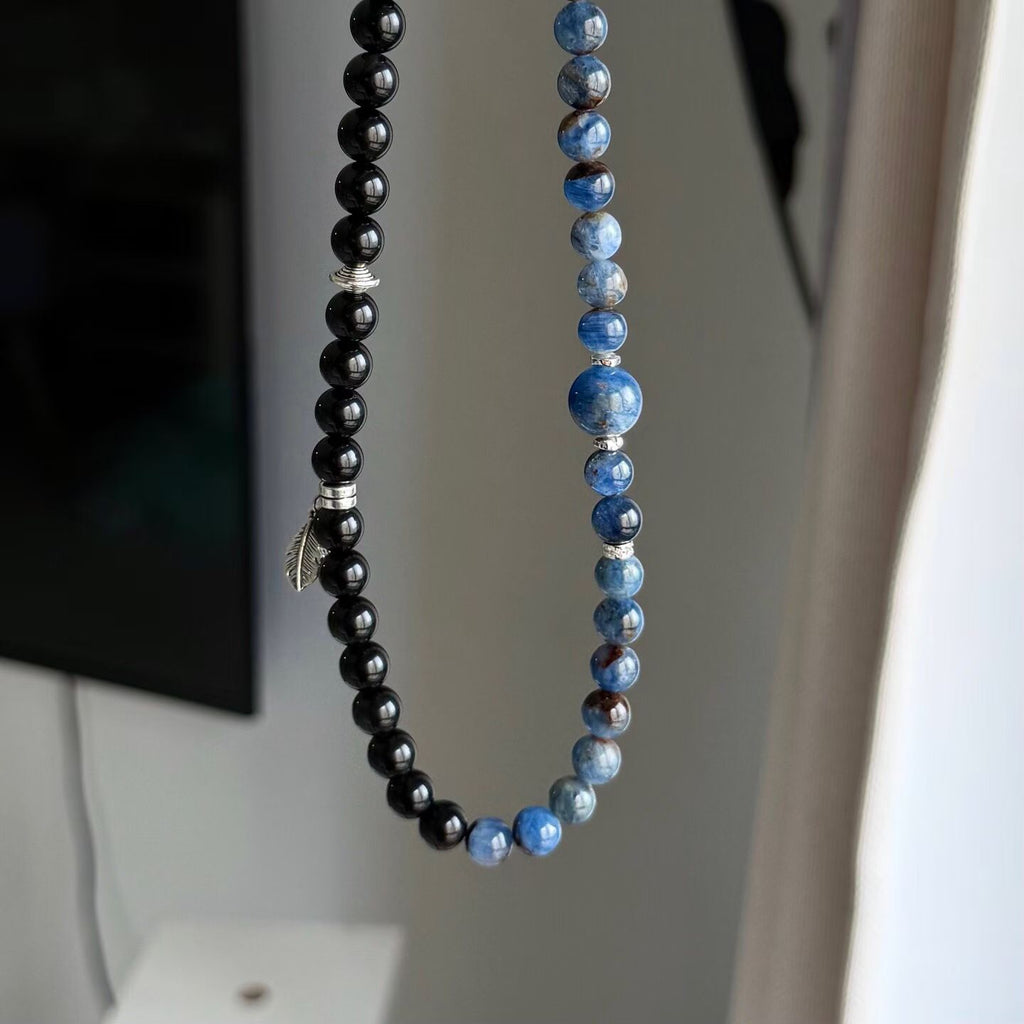 Cool Depths | Blue Kyanite & Black Obsidian Bracelet