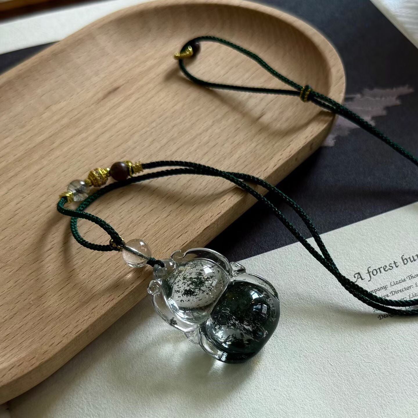 Green Phantom Quartz Gourd Pendant | Natural Crystal Necklace