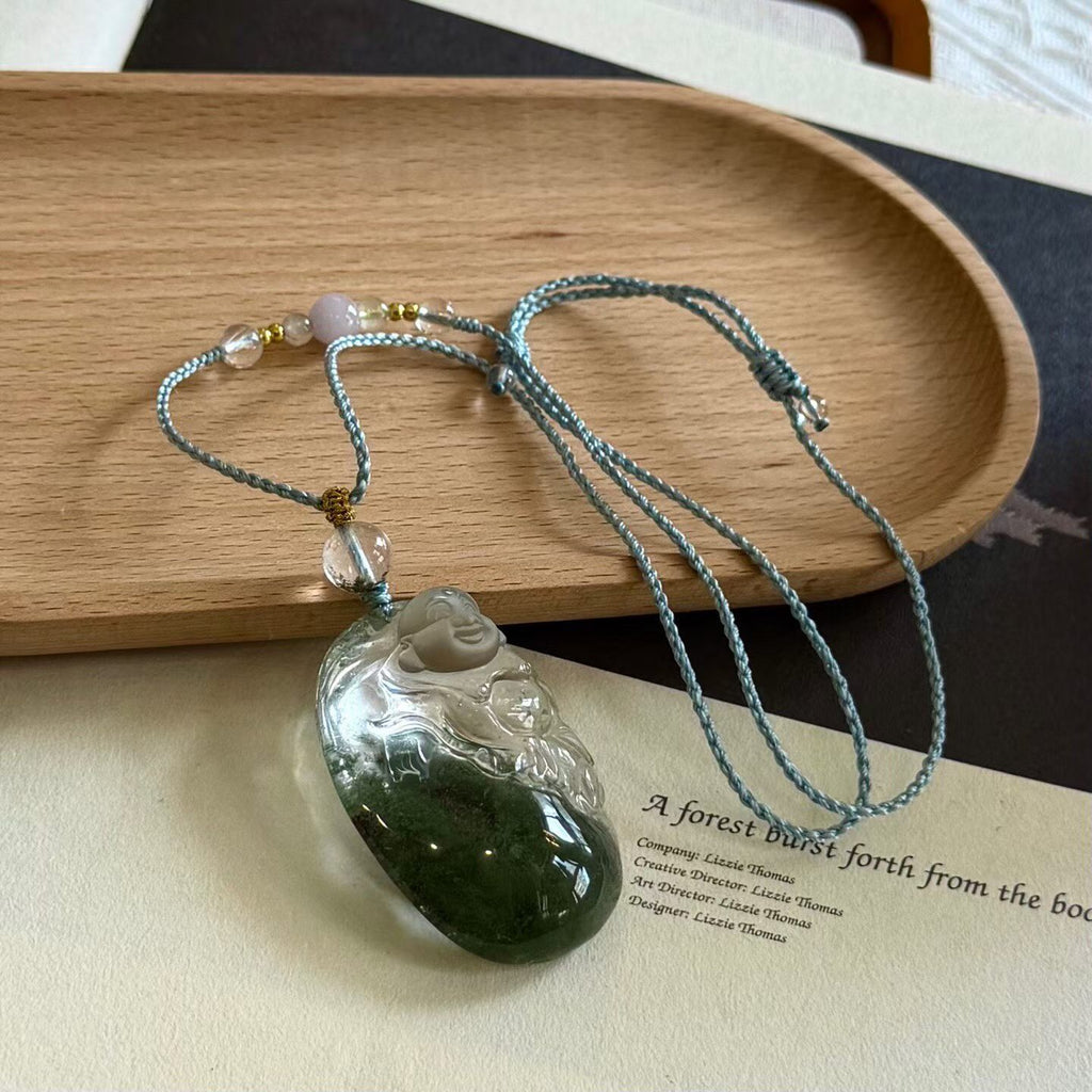 Green Phantom Quartz Pixiu Pendant | Natural Crystal Necklace