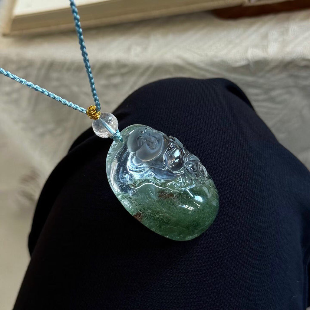 Green Phantom Quartz Pixiu Pendant | Natural Crystal Necklace