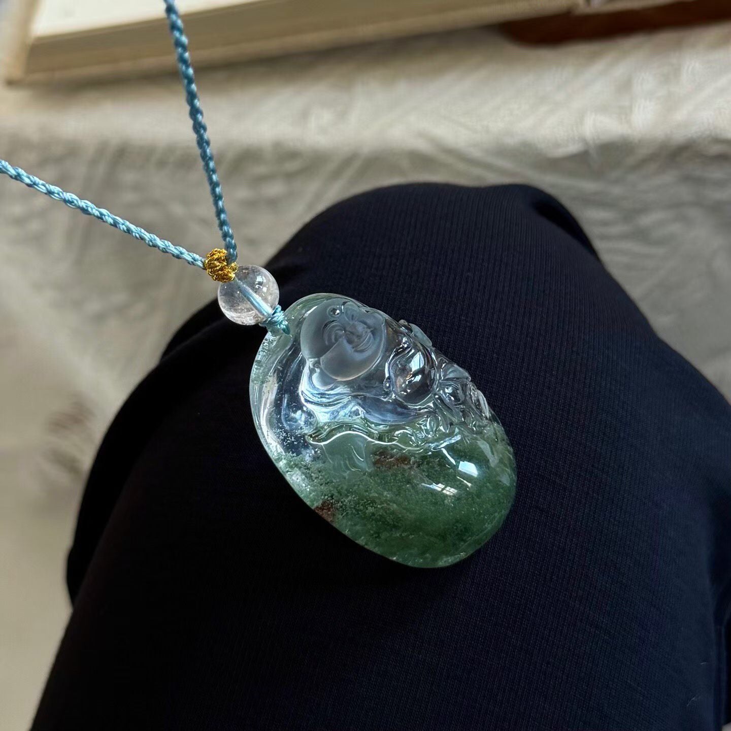 Green Phantom Quartz Pixiu Pendant | Natural Crystal Necklace