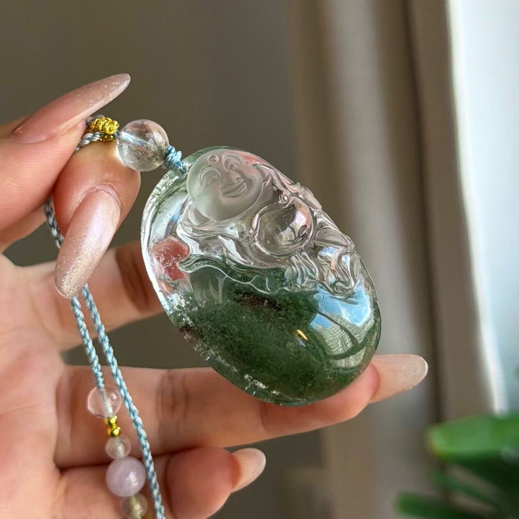 Green Phantom Quartz Pixiu Pendant | Natural Crystal Necklace