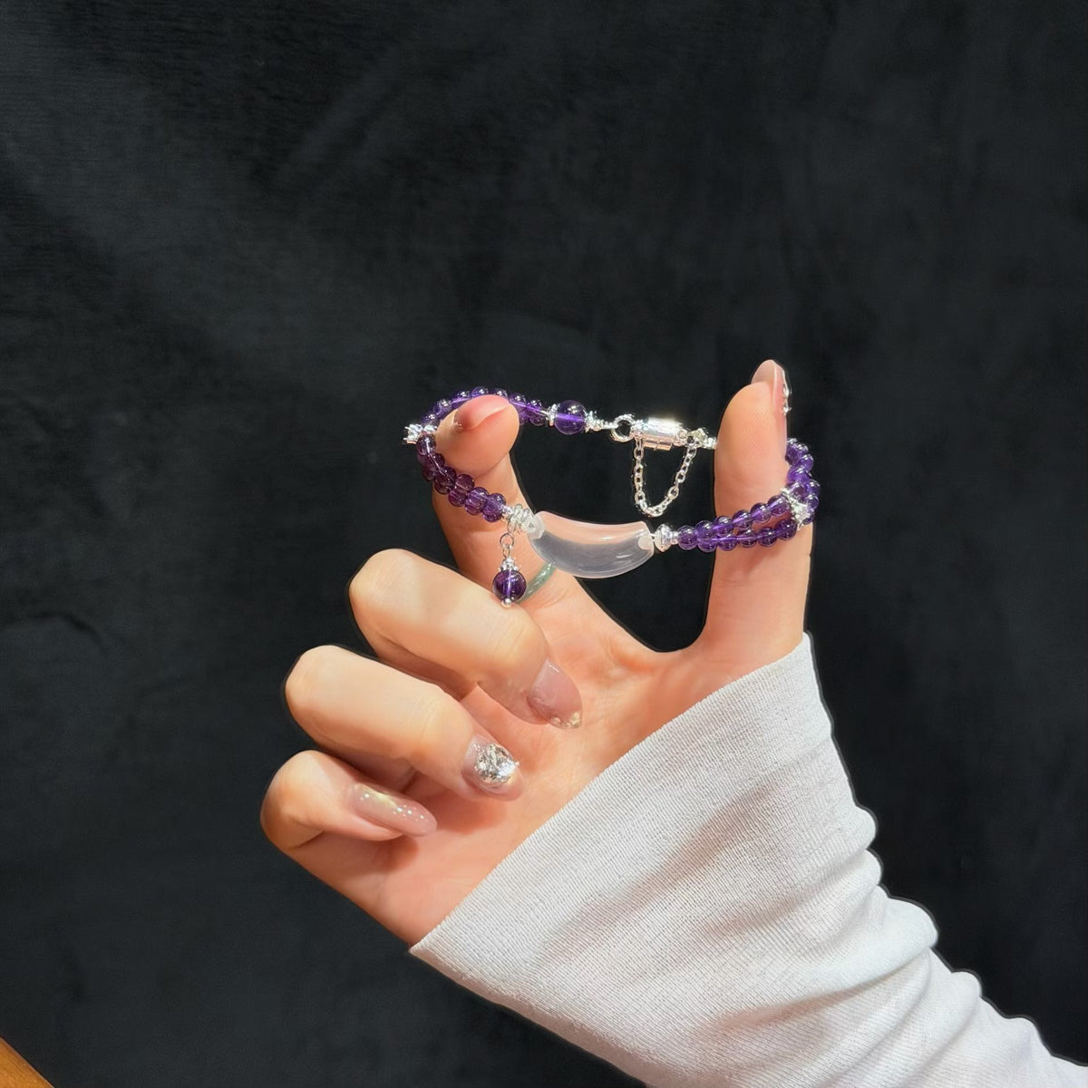 Violet Mist Uruguayan Amethyst & Milky Quartz Bracelet (4mm)