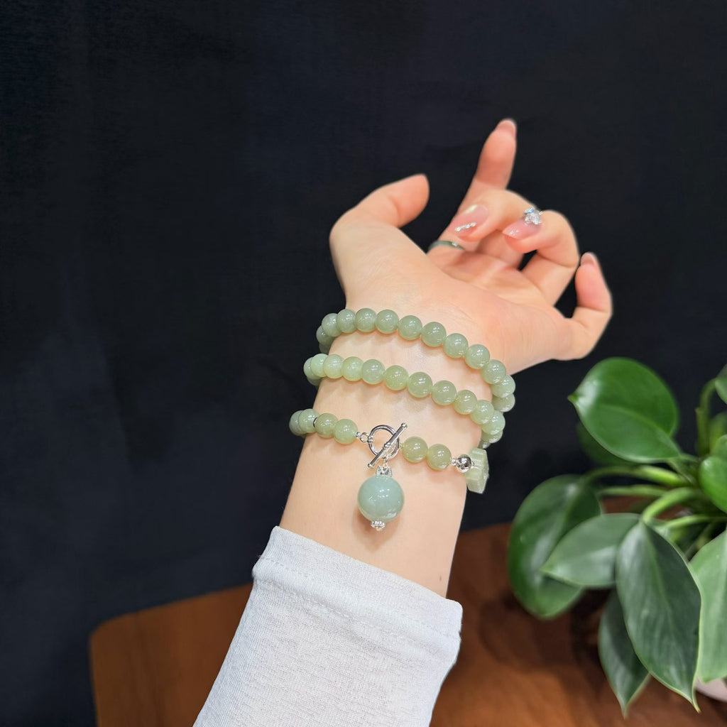 Qiemo Blue Hetian Jade Multi-Wrap Bracelet / Necklace (8mm)