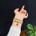 Caramel Sugar Brown Hetian Jade Bracelet with Vintage Enamel & Tassel (6mm)