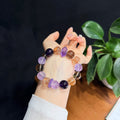 Violet Mist &amp; Golden Thread Crystal Bracelet (14mm)
