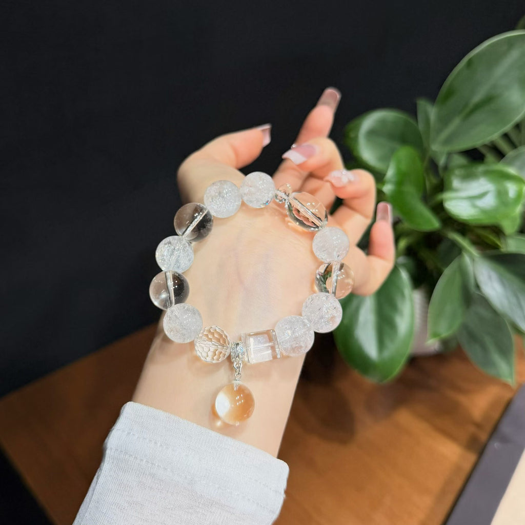 Shattered Moonlight White Azeztulite Crystal Bracelet (14mm)