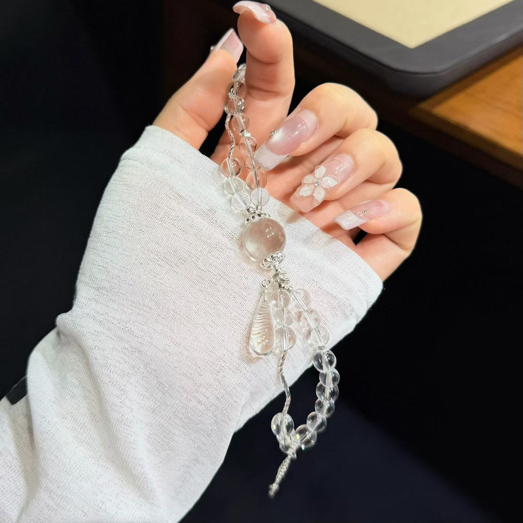 Frosted Dewdrop Clear White Quartz Double-Layer Bracelet