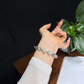 Frosted Moonlight Grey Moonstone &amp; Blue Flash Labradorite 925 Silver Bracelet