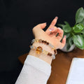 Autumn Radiance Multi-Gemstone Double-Wrap Bracelet - Brazilian Citrine, Grey Moonstone (6mm)