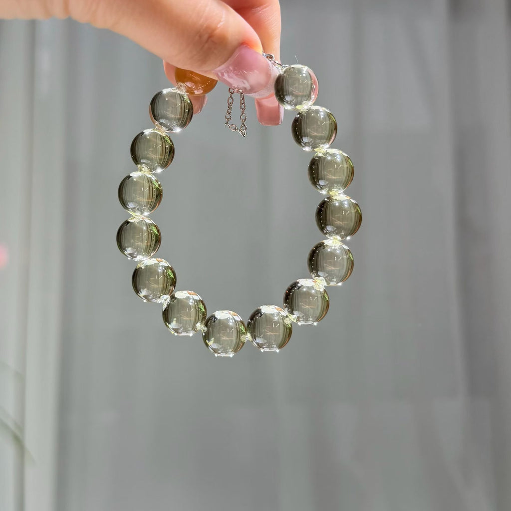 Luminous Golden Citrine Beaded Bracelet - Bull-Nose Precision Drilling (12mm)
