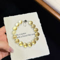 Luminous Golden Citrine Beaded Bracelet - Bull-Nose Precision Drilling (12mm)