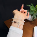 Serene Agarwood & Clear Quartz Double-Wrap Bracelet with Silver Leaf Charm (5mm)