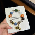Sunset & Deep Sea Multi-Gemstone Crystal Bracelet - Orange Hematoid, Kyanite & Hetian Jade