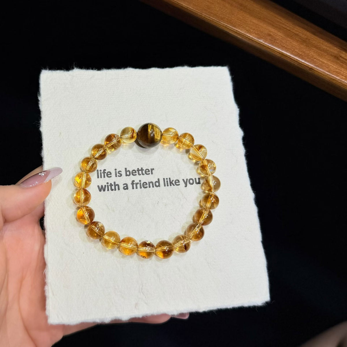Luminous Golden Phantom Quartz Bracelet - Choice of White Tiger's Eye, Black Tiger's Eye, or Strawberry Quartz (8mm)