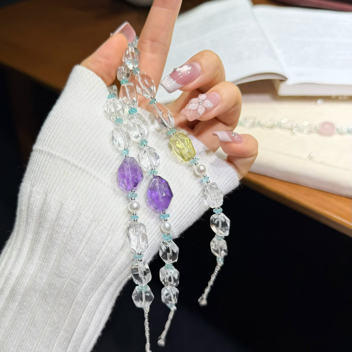 Icy Sugar Cube Clear Quartz Bracelet - Choice of Rose Quartz, Citrine, or Amethyst