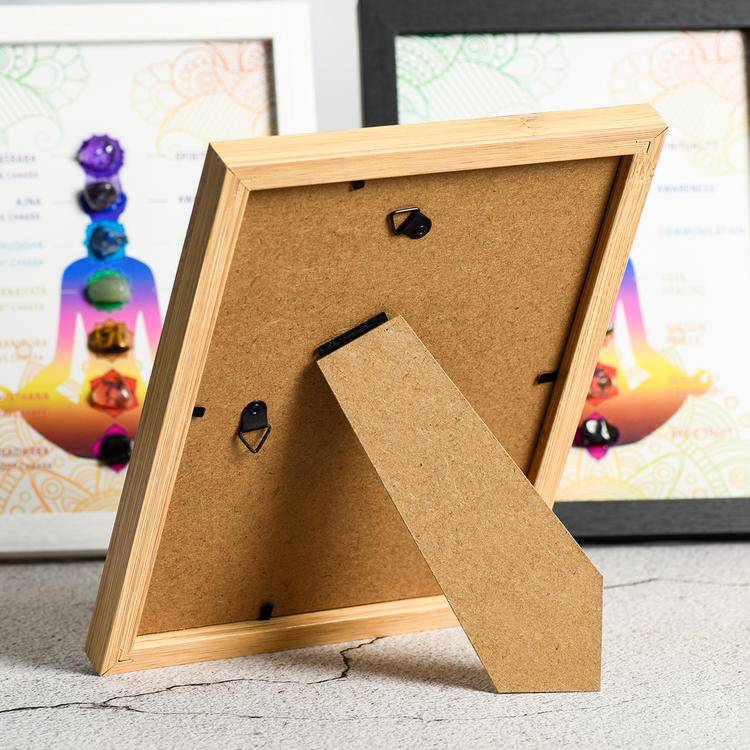 7 Chakra Crystal Shadow Box Art Frame - Natural Gemstones Meditating Yoga Tabletop &amp; Wall Decor