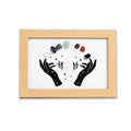 Celestial Hands 7 Chakra Crystal Art Frame - Handcrafted Gemstones Wooden Shadow Box Decor