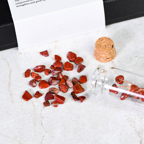 7 Chakra Tree of Life Wishing Bottle Gift Set - Handcrafted Wire Tree Natural Crystal Chips in Glass Vials