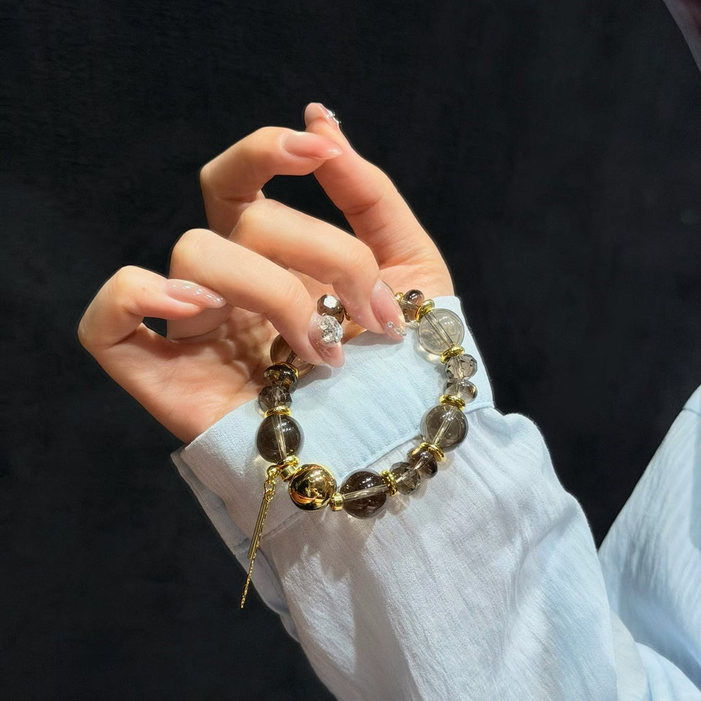 Smoky Quartz Serenity Bracelet with Tassel (14mm)