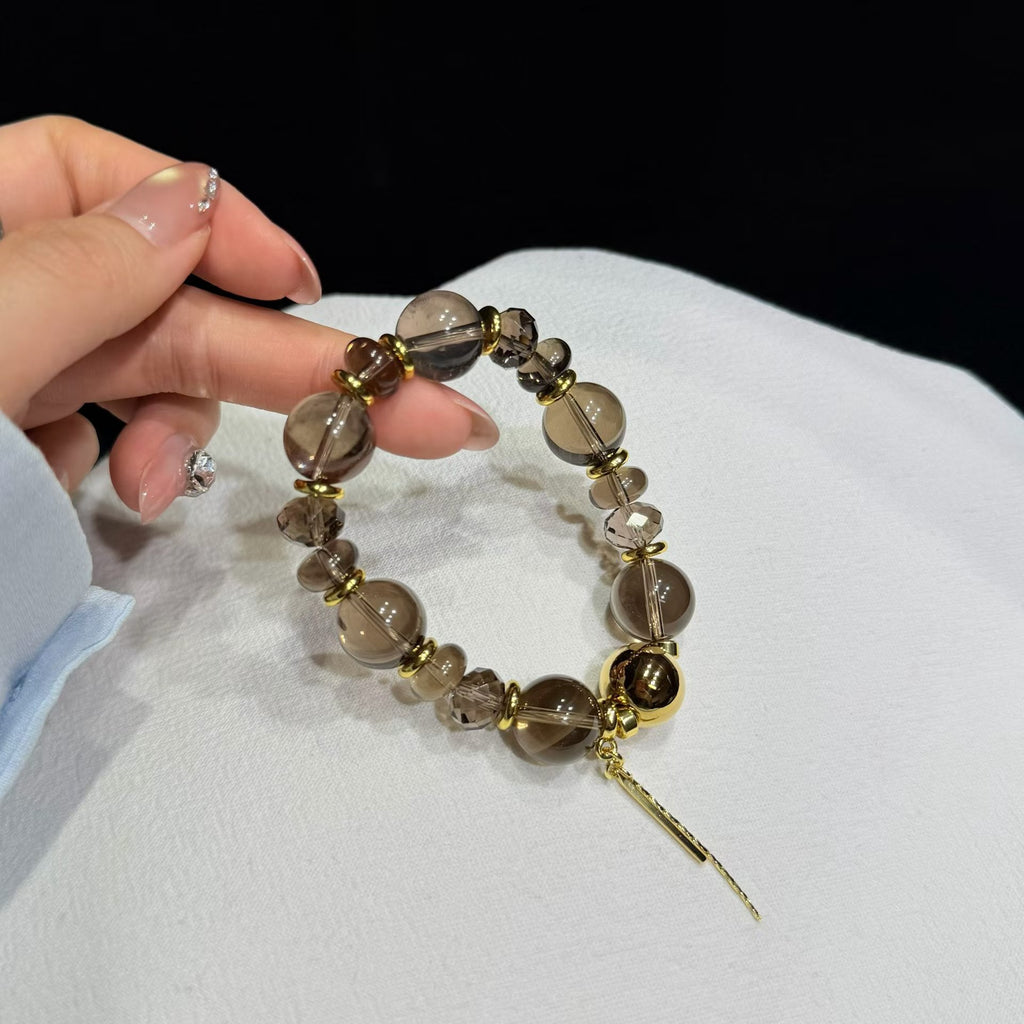 Smoky Quartz Serenity Bracelet with Tassel (14mm)