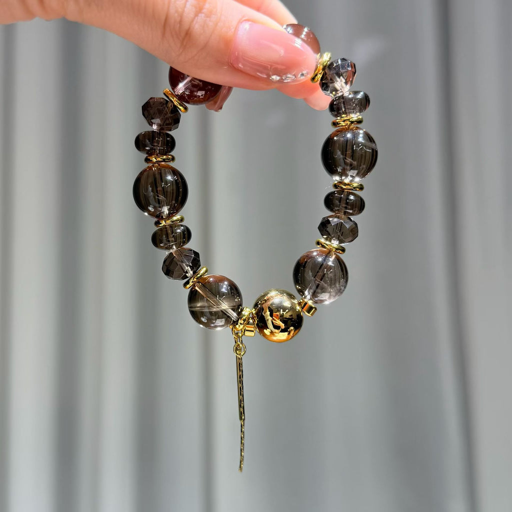 Smoky Quartz Serenity Bracelet with Tassel (14mm)