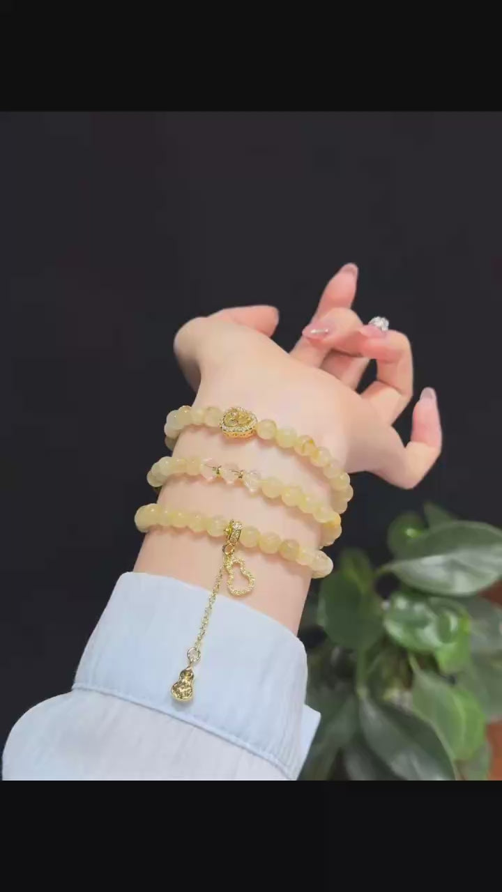 Golden Rutilated Quartz & Tiger's Eye Multi-Wrap Bracelet / Necklace (6.5mm)