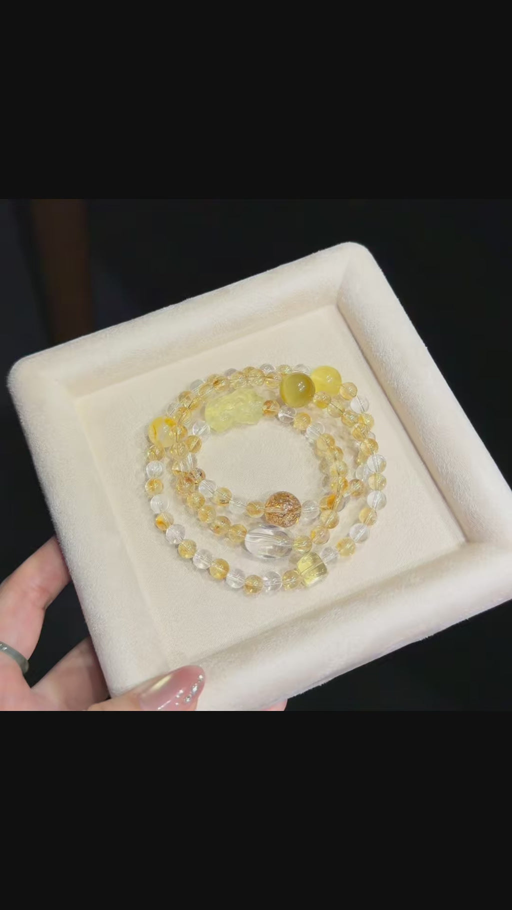 Citrine & Golden Hematoid Quartz Pixiu Multi-Wrap Bracelet / Necklace (6.5mm)