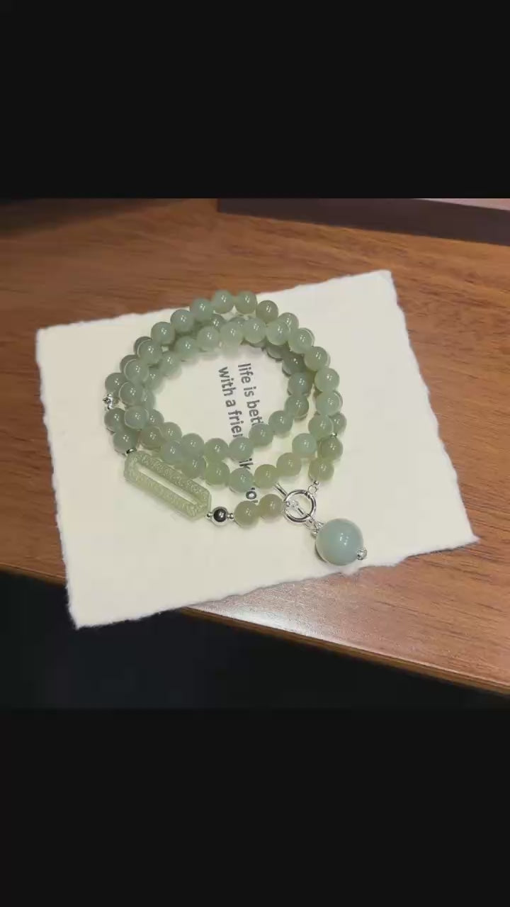 Qiemo Blue Hetian Jade Multi-Wrap Bracelet / Necklace (8mm)