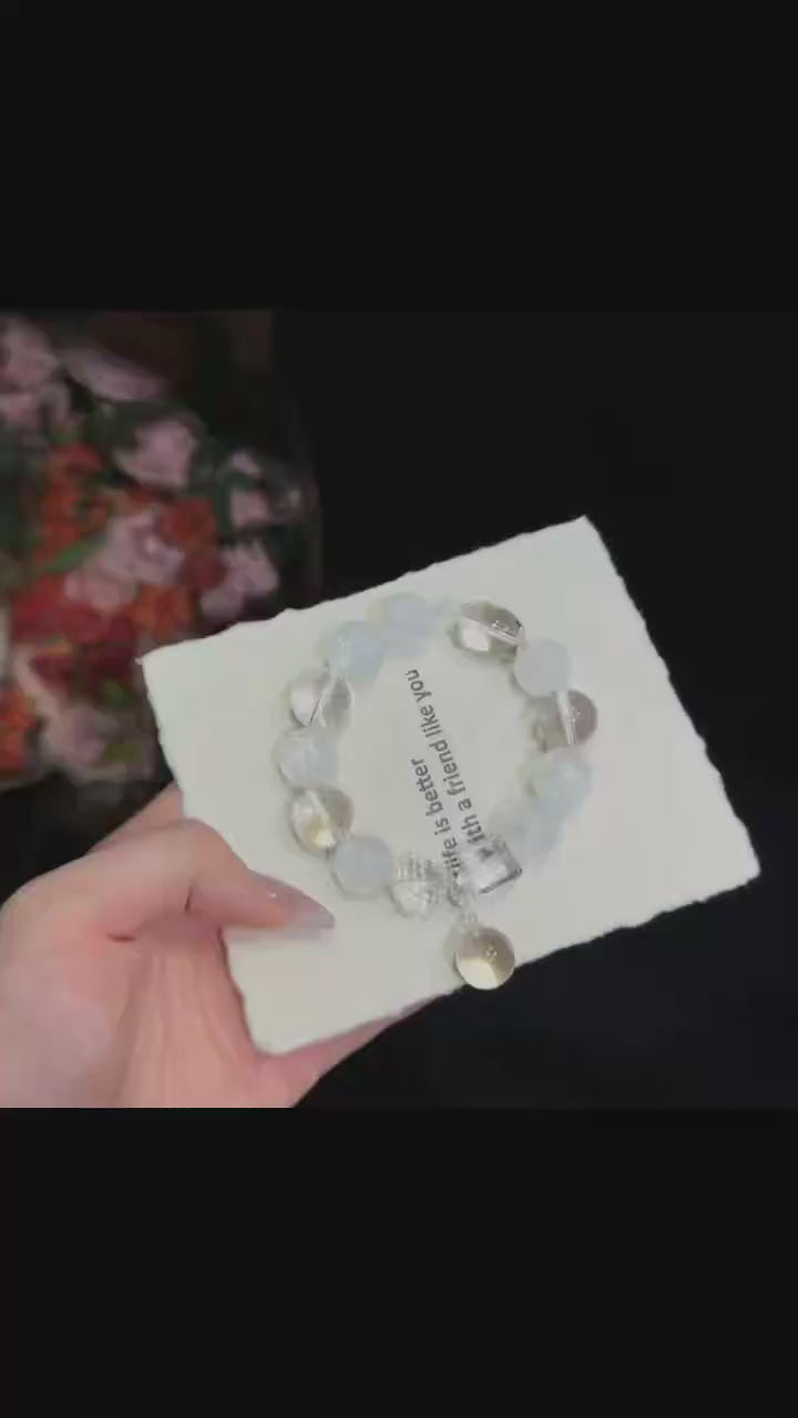 Shattered Moonlight White Azeztulite Crystal Bracelet (14mm)