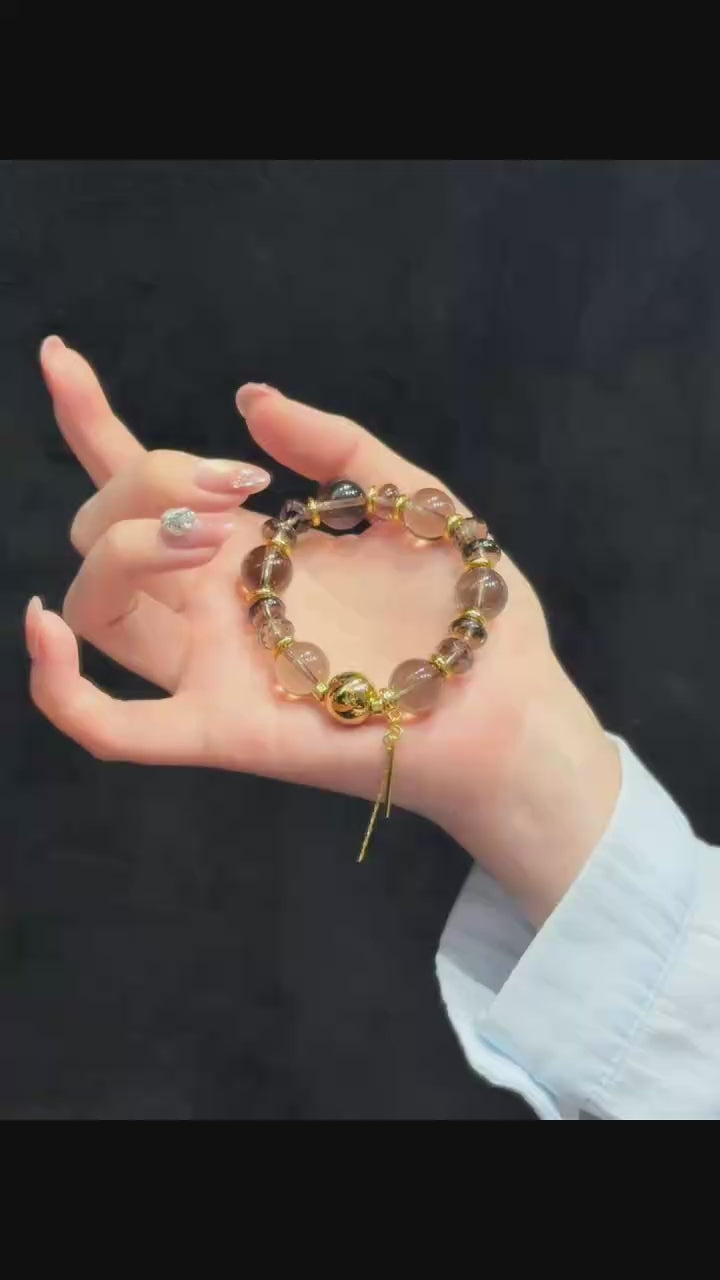 Smoky Quartz Serenity Bracelet with Tassel (14mm)